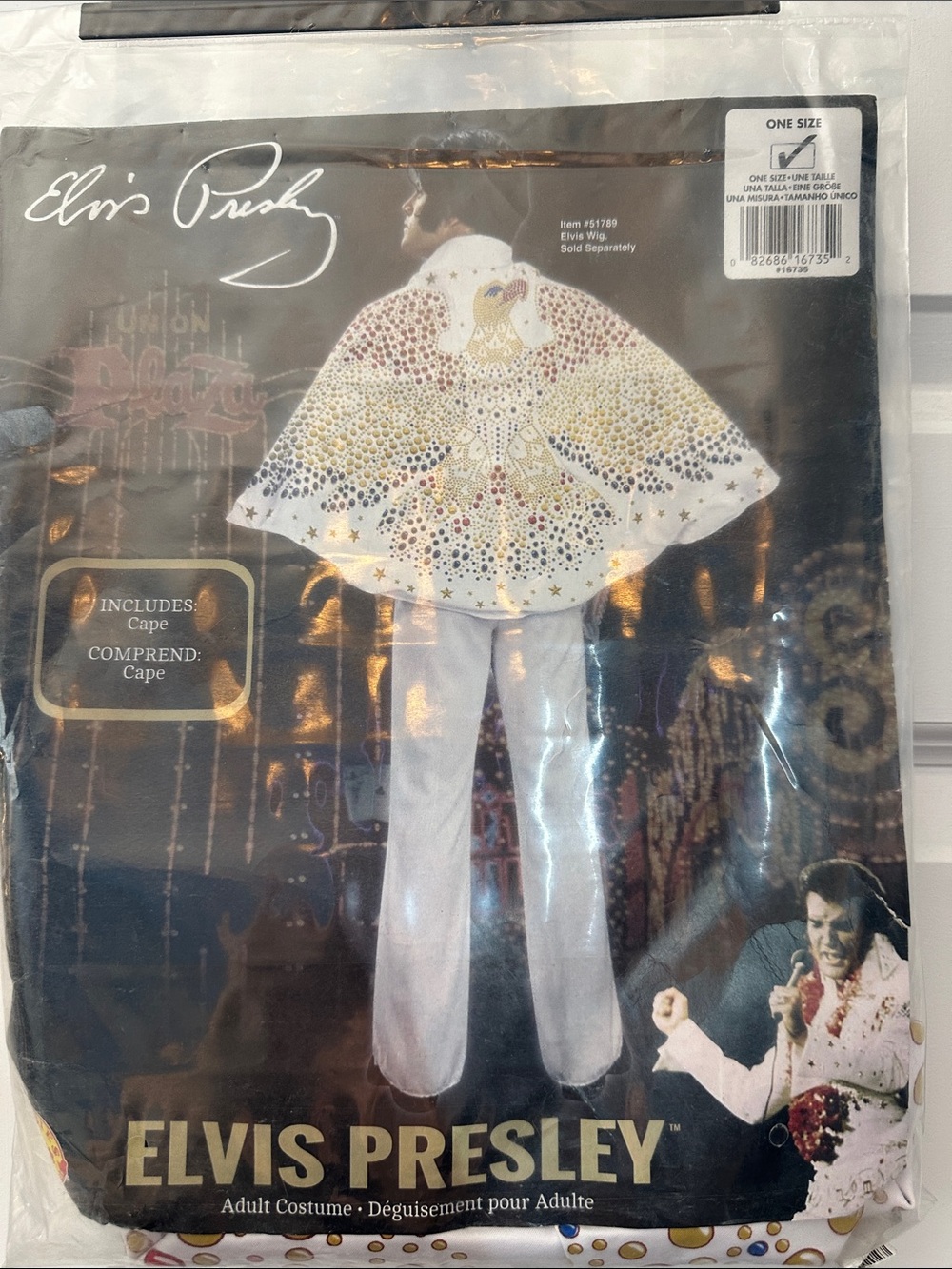 NWT Elvis Presley Men's White and Gold Eagle Cape Costume OS *cape only*